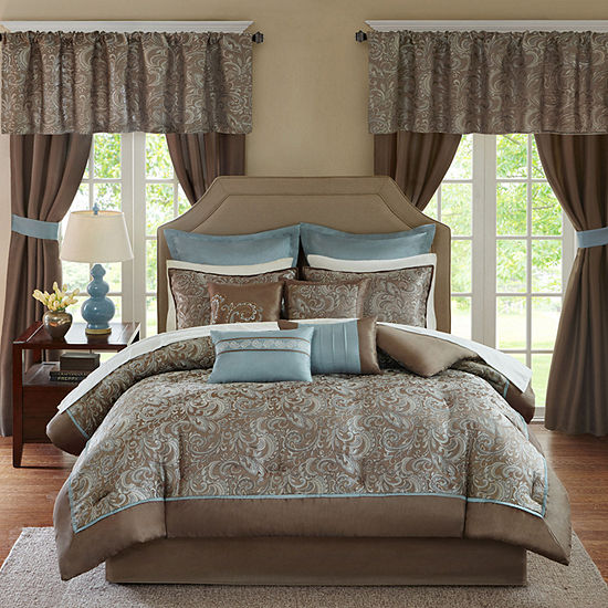 Madison Park Essentials Cadence 24 Pc Comforter Set Color Blue