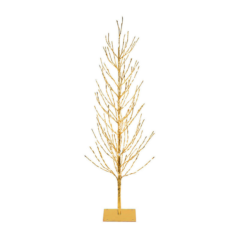 Vickerman Artificial Christmas Tree 7' Gold Tree LED 680 Warm White Lights Flat Base