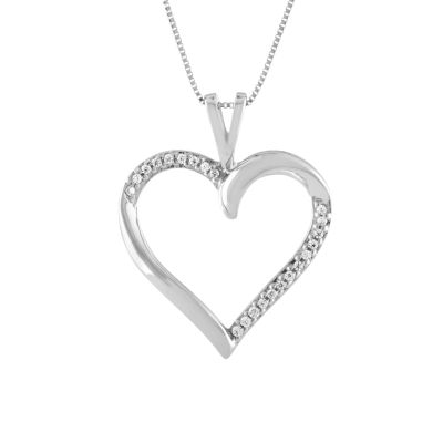 Womens Diamond Accent 10K White Gold Heart Pendant Necklace JCPenney