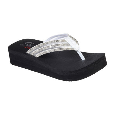 skechers womens black flip flops