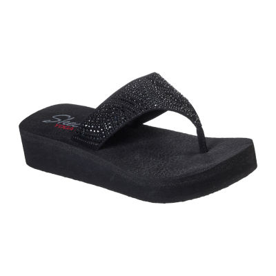 skechers black flip flops