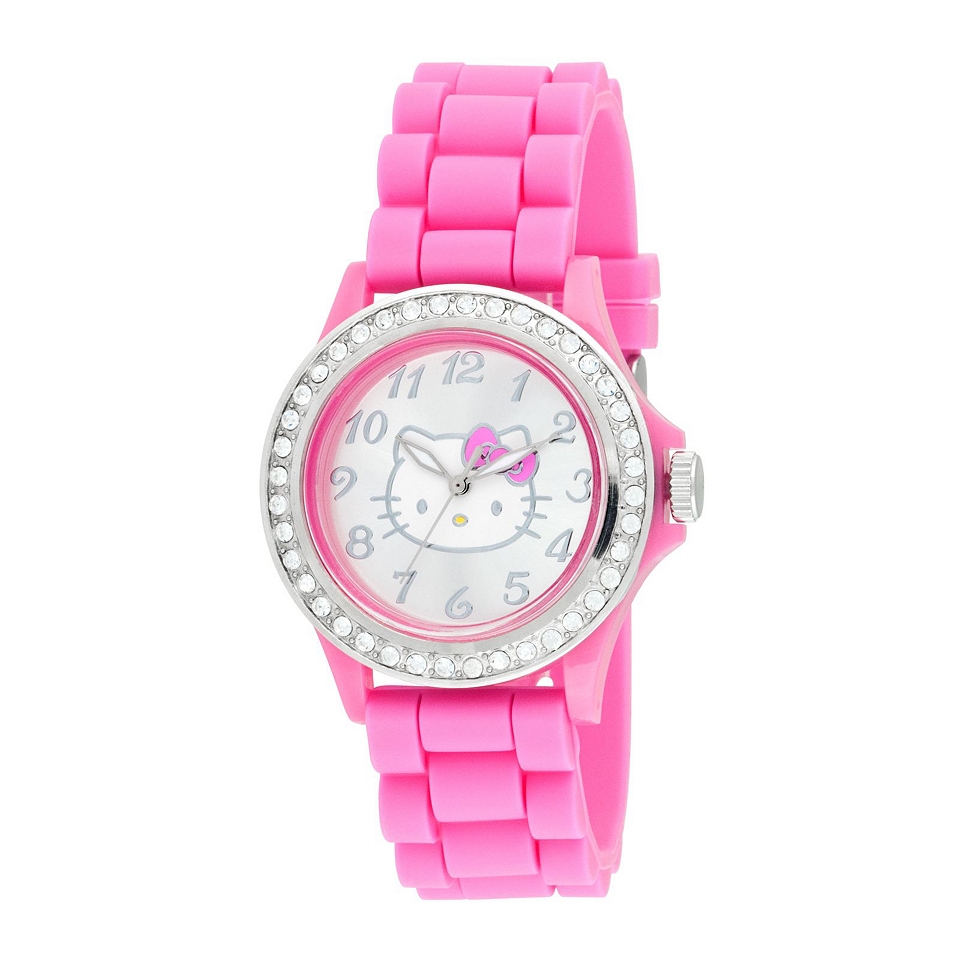 Womens Hello Kitty Rubber Strap Watch, Pink