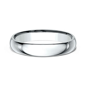 Women's 10K White Gold 4mm Flat Traditional Wedding Band Ring