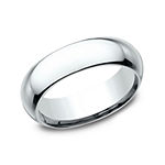 Mens 14K White Gold 6MM High Dome Comfort-Fit Wedding Band