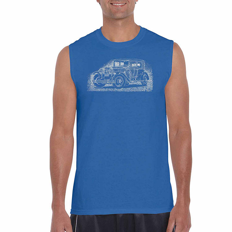 Los Angeles Pop Art Mens Crew Neck Sleeveless T-Shirt-Big And Tall, Size Xx-Large, Blue