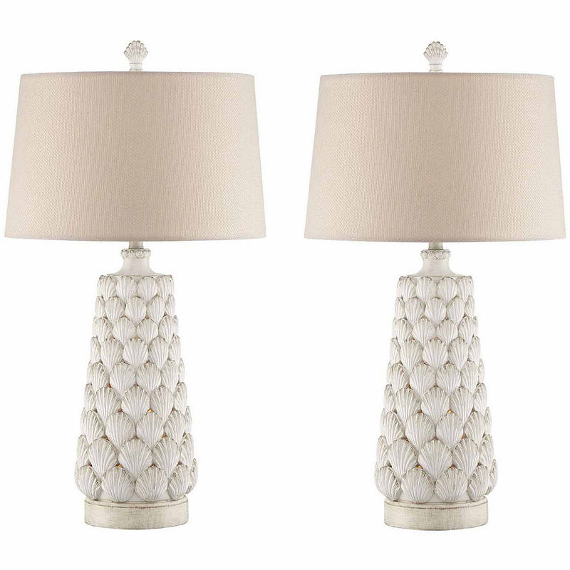 Seahaven Seashell Table Lamp Set, White