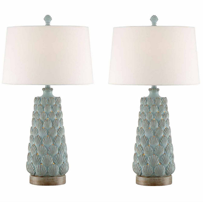 Seahaven Seashell Table Lamp Set, Blue