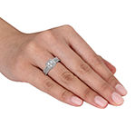 Modern Bride Gemstone Womens Diamond Accent Lab Created White Sapphire Sterling Silver Bridal Set