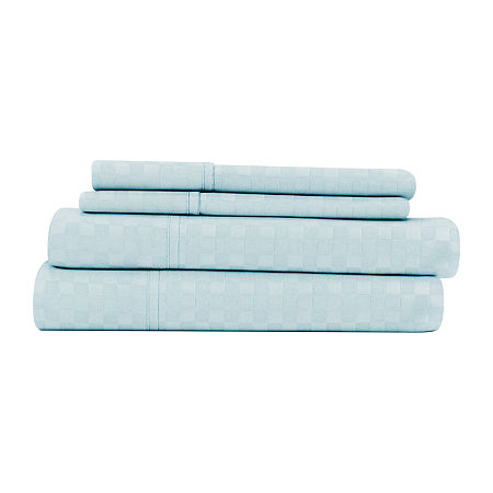 Casual Comfort Premium Ultra Soft Checkered Microfiber Wrinkle Free Sheet Set, One Size , Blue