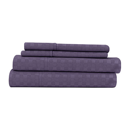 Casual Comfort Premium Ultra Soft Checkered Microfiber Wrinkle Free Sheet Set, One Size , Purple