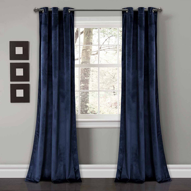 Curtain Panels Lush Decor Navy (Blue) Solid