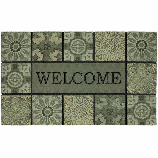 Mohawk Home Ocean Tiles Recycled Rubber Doormats Color Gray