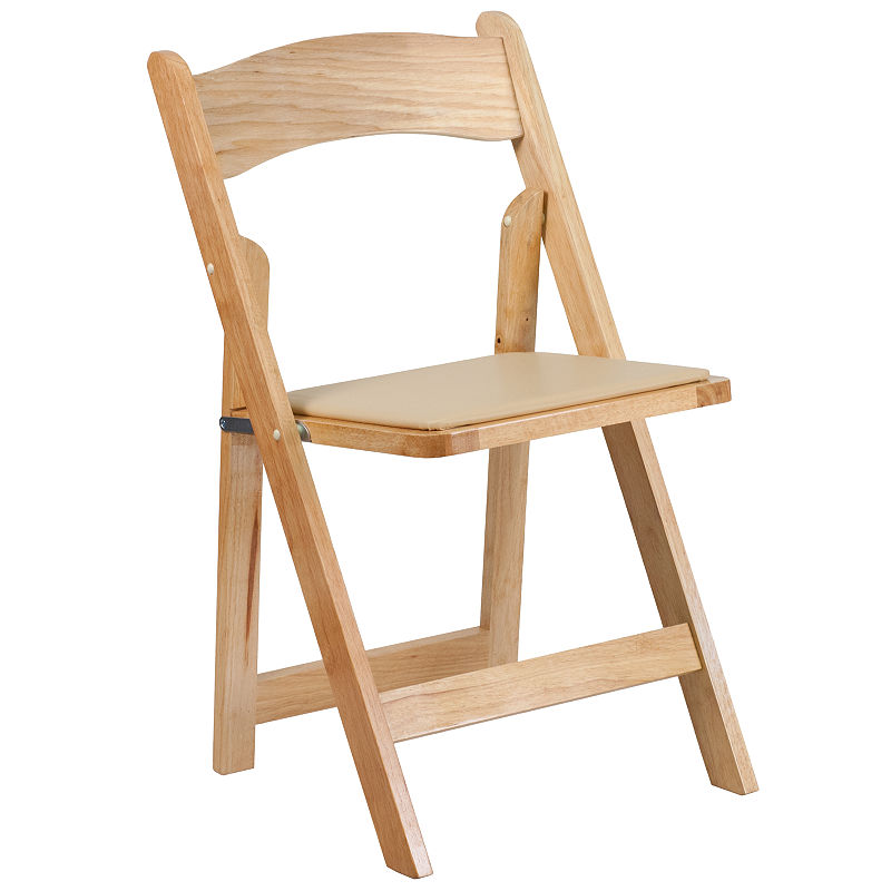 Hercules Series Wood Folding Chair With Vinyl Padded Seat, White