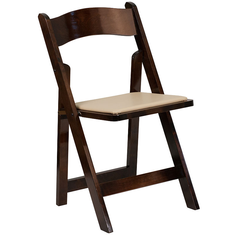 Hercules Series Wood Folding Chair With Vinyl Padded Seat