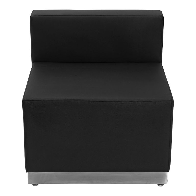 Flash Furniture ZB-803-CHAIR-BK-GG Hercules Alon Series Leather Chair with Stainless Steel Base, Black