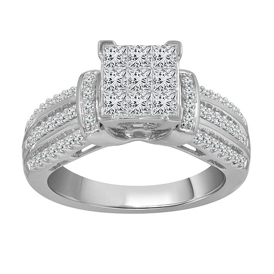 Womens 1 Ct T W Genuine White Diamond 10k White Gold Engagement