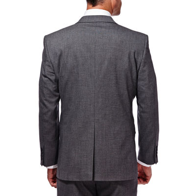 46S J.M Haggar Mens Sharkskin Premium Classic-Fit Stretch Suit Separate Coat Chocolate Blazer