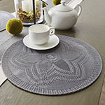 Design Imports Gray Floral Pp Woven Round 6-pc. Table Linen Set