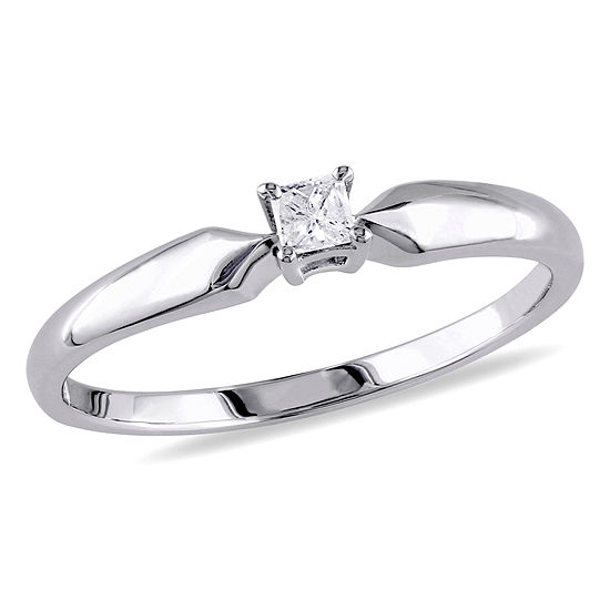 Promise My Love Womens 1/10 CT. T.W. Genuine White Diamond Sterling Silver Promise Ring