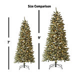 North Pole Trading Co. 9 Foot Keystone Fir Slim LED Pre-Lit Christmas Tree