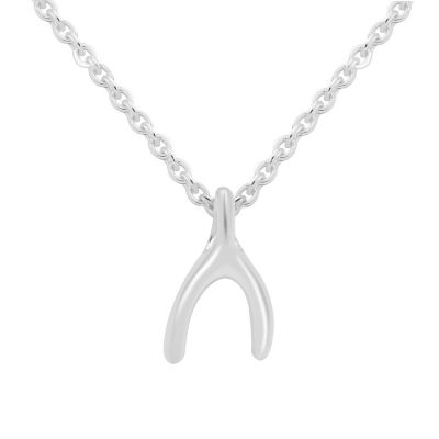 Itsy Bitsy Wishbone Sterling Silver 18 Inch Link Pendant Necklace