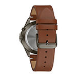 Caravelle Designed By Bulova Mens Brown Leather Strap Watch 45c119