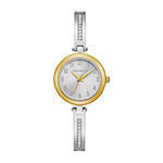 Caravelle Designed By Bulova Womens Crystal Accent Silver Tone Stainless Steel 2-pc. Watch Boxed Set 45x101