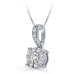 Womens 1/2 CT. T.W. Genuine White Diamond 10K White Gold Pendant Necklace