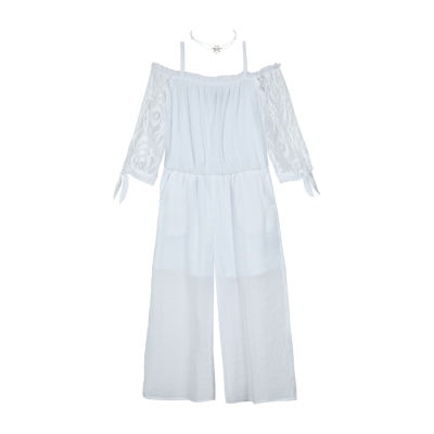 girls white jumpsuit