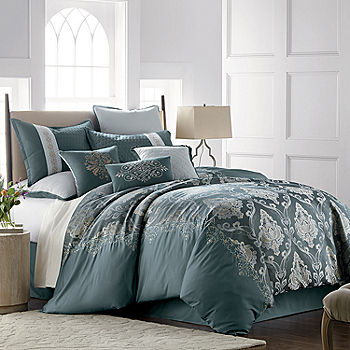 teal blue bed linen
