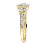 Womens 1/4 CT. T.W. Genuine White Diamond 18K Gold Over Silver Engagement Ring