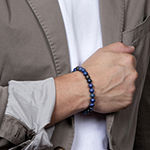 Blue Agate Sterling Silver Beaded Bracelet