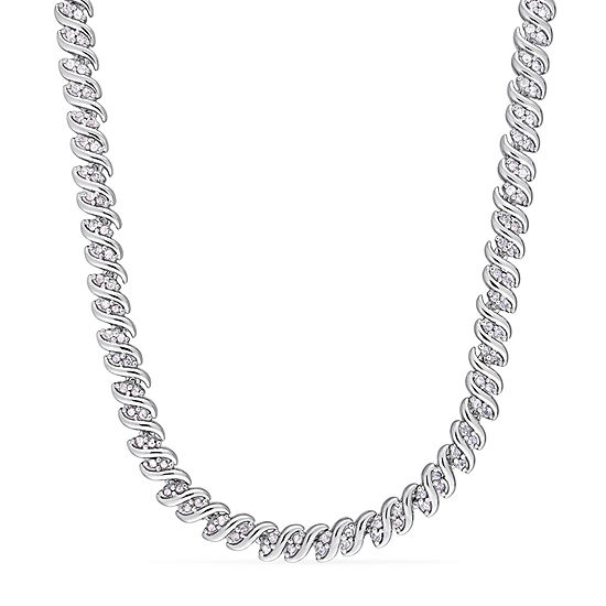 Womens 2 CT. T.W. Genuine White Diamond Sterling Silver Tennis Necklaces