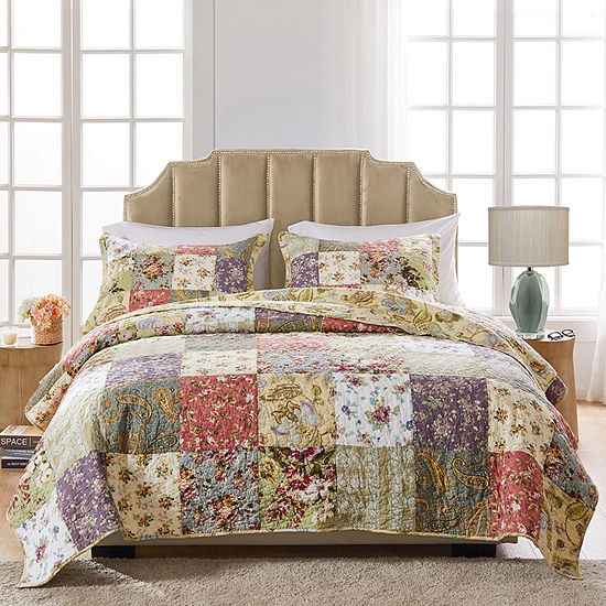 Greenland Home Fashions Blooming Prairie Floral Quilt Set Color