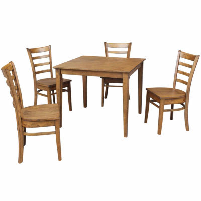 Dining Table With 4 Emily Ladder Back Chairs Color Pecan Jcpenney