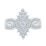Womens 7/8 CT. T.W. Genuine White Diamond 10K White Gold Cluster Cocktail Ring