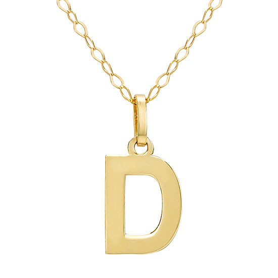 Letter "D" Girls 14K Gold Pendant Necklace