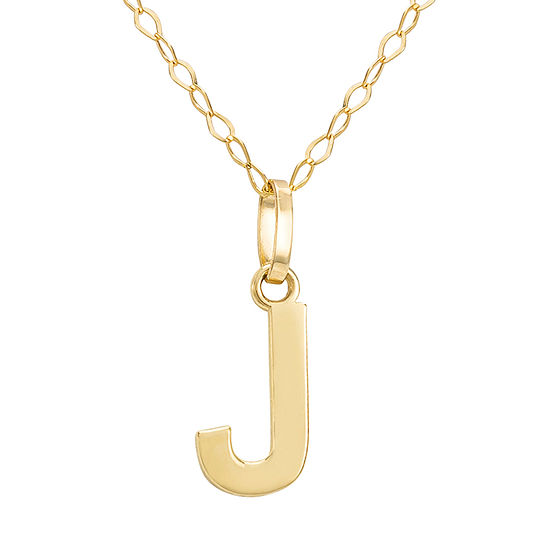 Letter "J" Girls 14K Gold Pendant Necklace