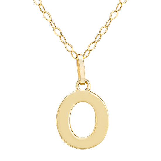 Letter "O" Girls 14K Gold Pendant Necklace