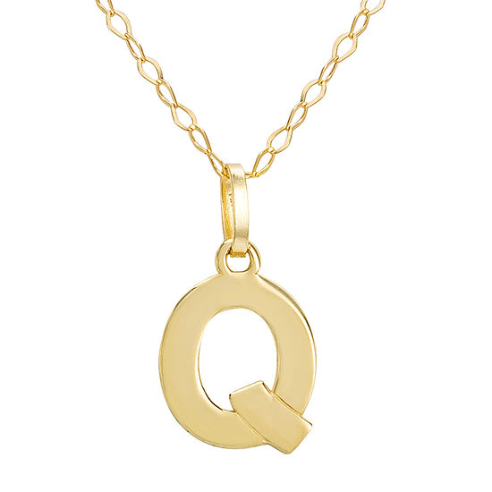 Letter "Q" Girls 14K Gold Pendant Necklace