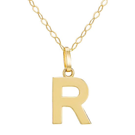 Letter "R" Girls 14K Gold Pendant Necklace