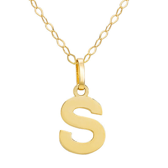 Letter "S" Girls 14K Gold Pendant Necklace