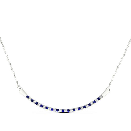 Womens Diamond Accent Genuine Blue Sapphire 10K Gold Collar Necklace