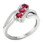 Womens 1/6 CT. T.W. Lead Glass-Filled Red Ruby 10K Gold Cocktail Ring