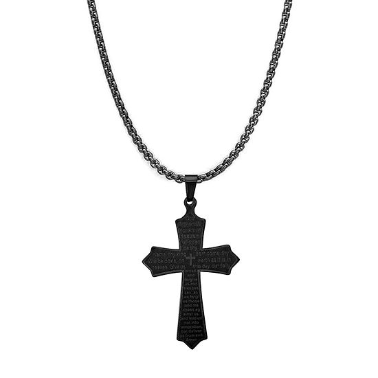 Steeltime Mens Stainless Steel Cross Pendant Necklace - JCPenney