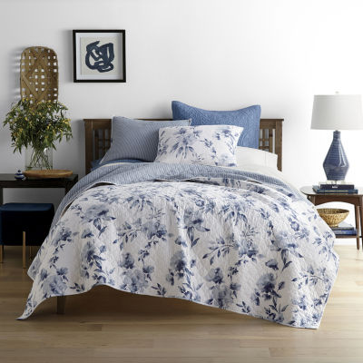 Jcpenney Home Emma Indigo Rose Floral Reversible Quilt Color