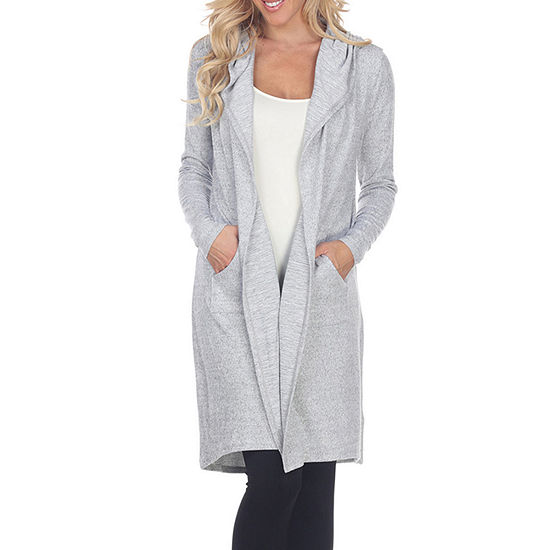 White Mark Womens Hooded Long Sleeve Open Front Cardigan