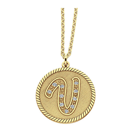 Personalized 14K Gold Over Silver Initial Pendant Necklace