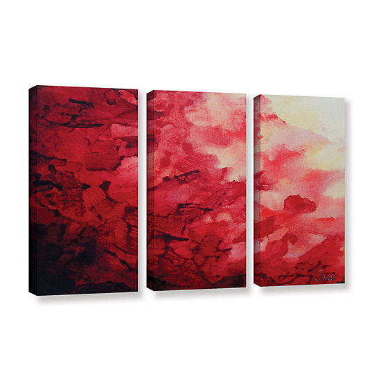 Brushstone Red Watery Abstract 3-pc. Gallery Wrapped Canvas Wall Art