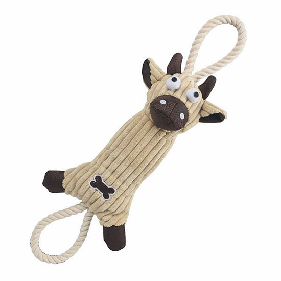 The Pet Life Jute And Rope Plush Cow - Pet Toy